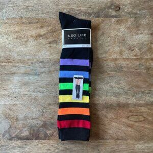 5/$20 NEW 4-10 Black Rainbow Stripe Knee High Women's  Socks